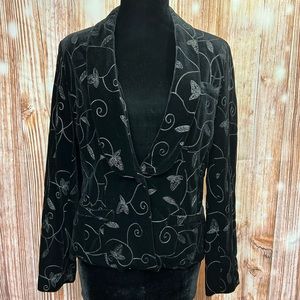 Covington Embroidered Black Velvet Blazer‎